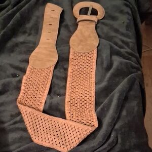 Women's Brown Woven Belt with Buckle